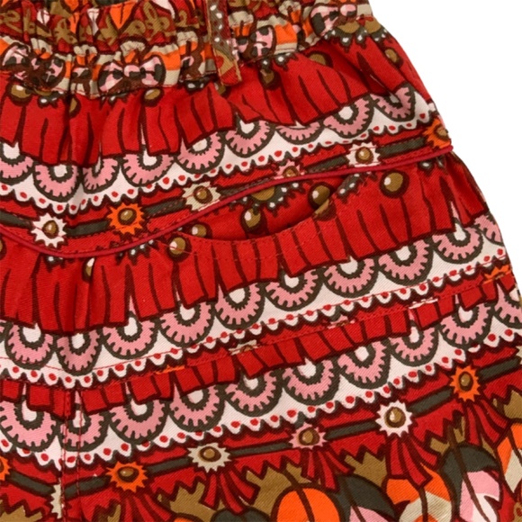 OLILY PANT 12MO 4 POCKETS RED ORANGE ELASTIC WAIST FUN PATTERN - Picture 3 of 4
